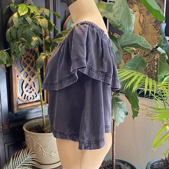 Free People chambray off the shoulder crop top - Picture 8 of 13